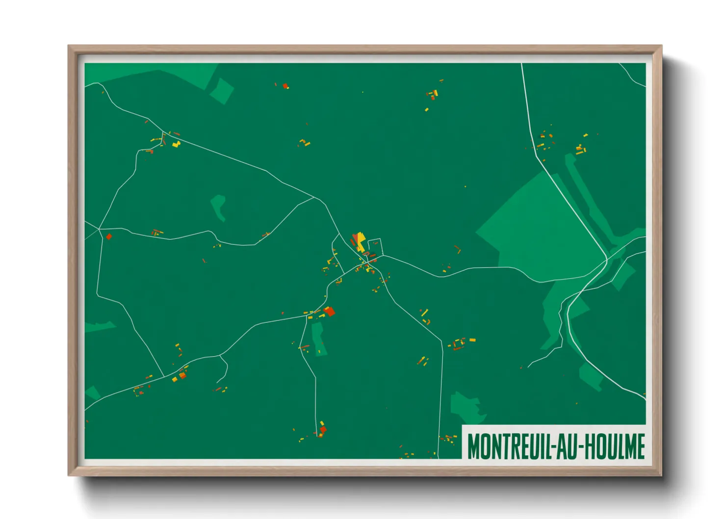 Une affiche de carte sur Montreuil-au-Houlme
