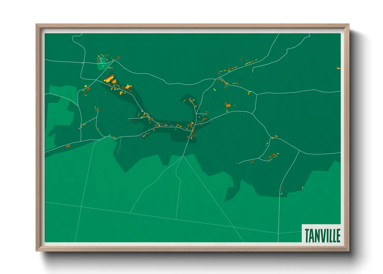 Une affiche de carte sur Tanville