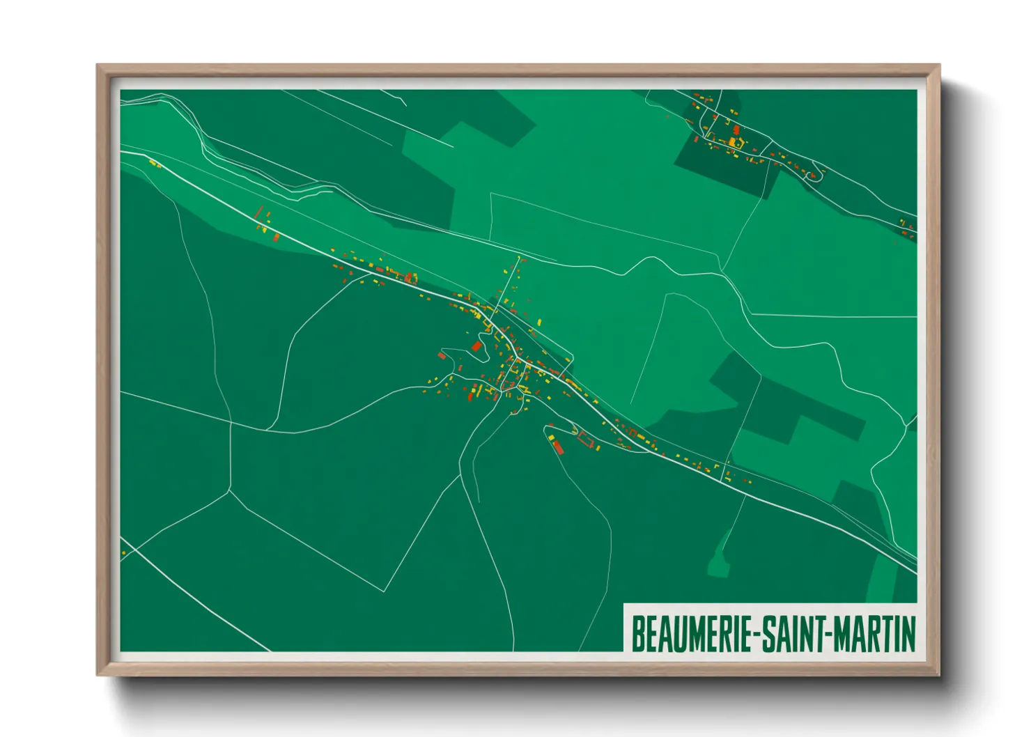 Une affiche de carte sur Beaumerie-Saint-Martin