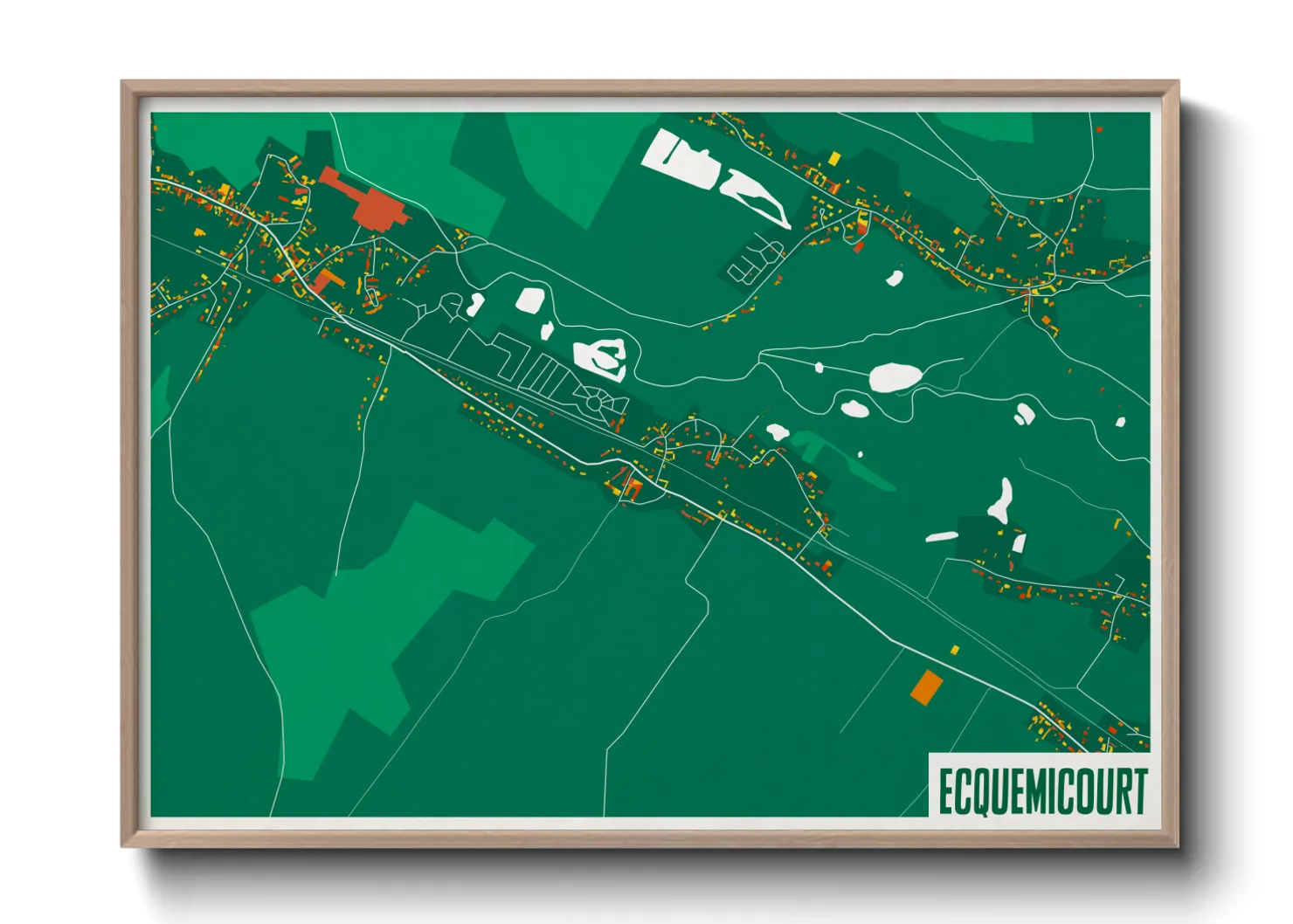 Une affiche de carte sur Ecquemicourt