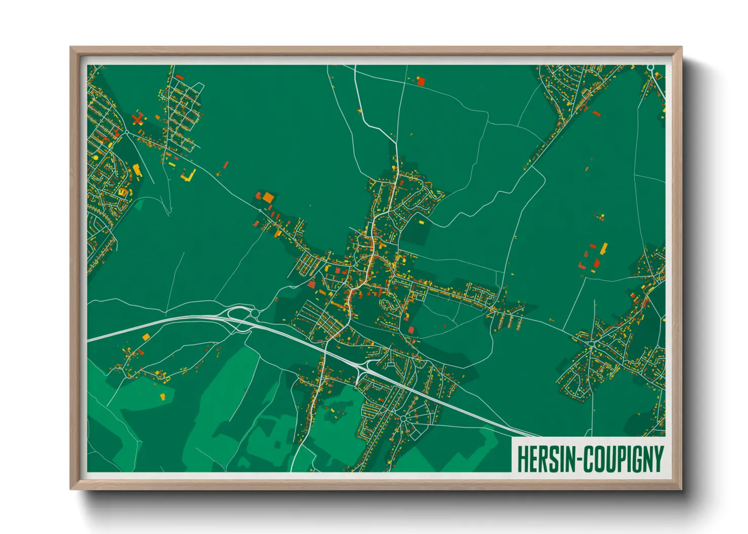 Une affiche de carte sur Hersin-Coupigny