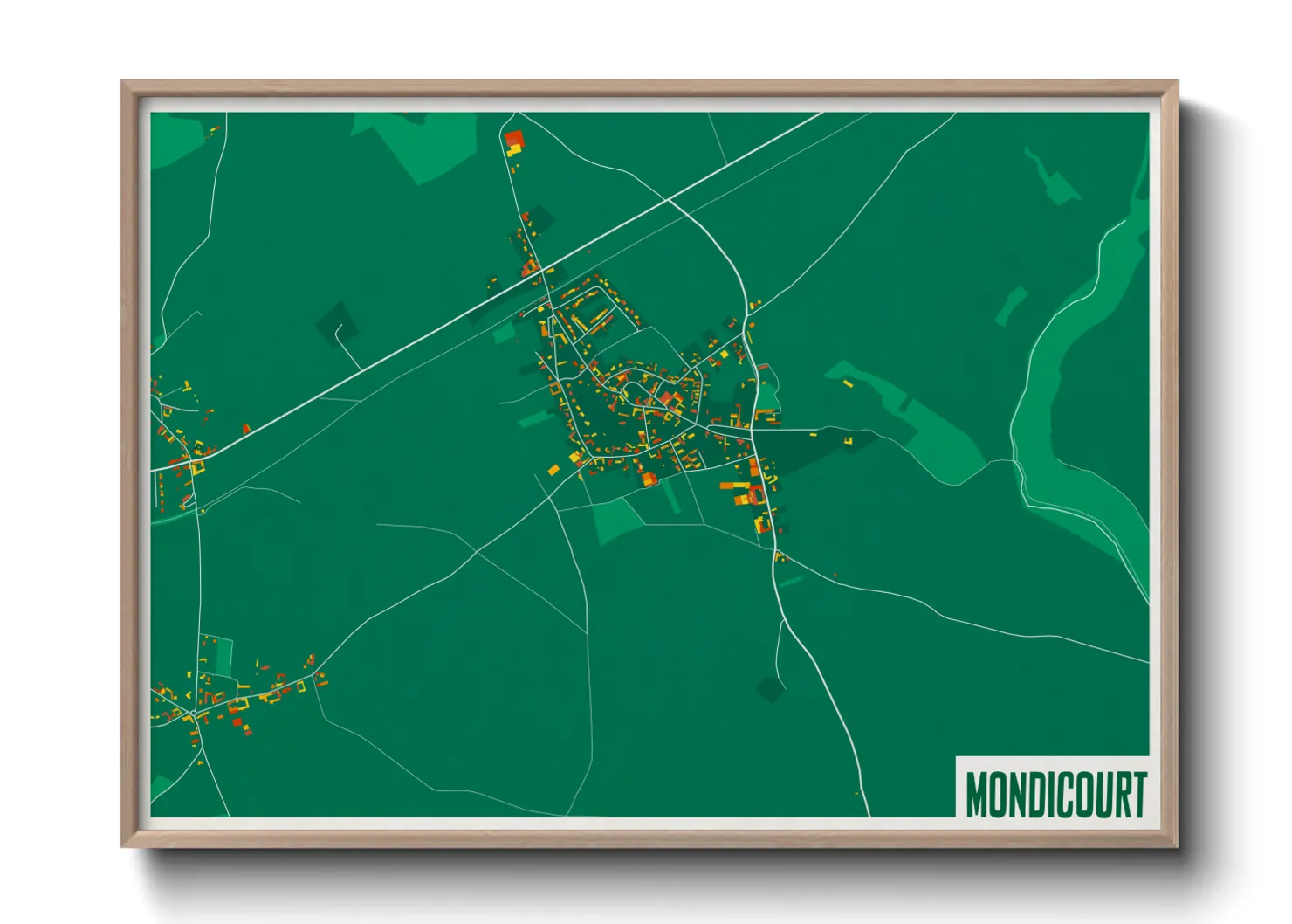 Une affiche de carte sur Mondicourt