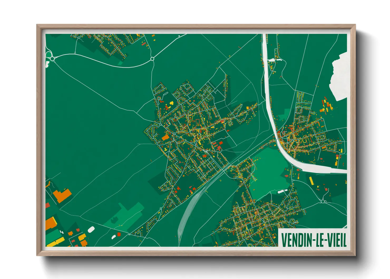 Une affiche de carte sur Vendin-le-Vieil