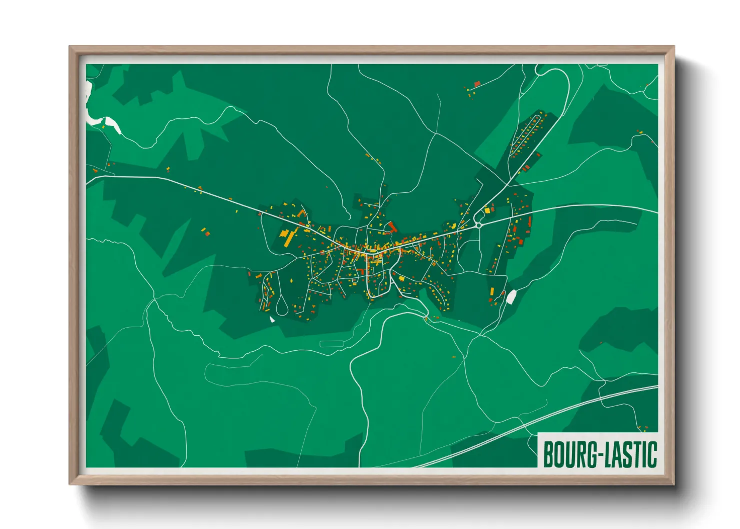 Une affiche de carte sur Bourg-Lastic