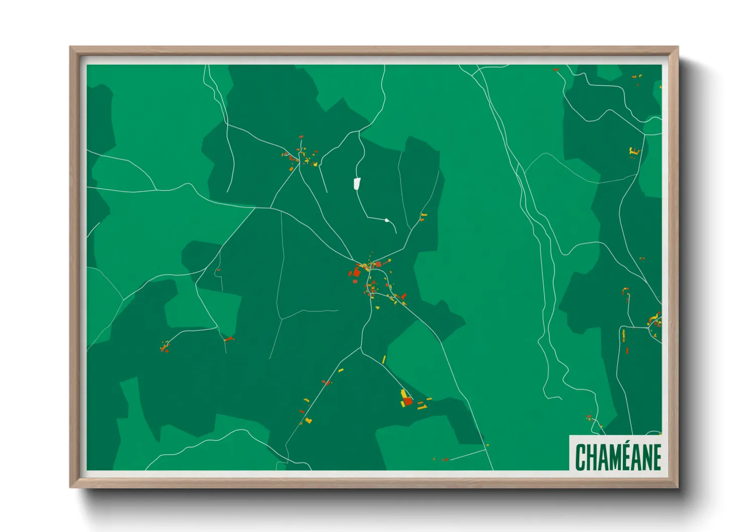 Une affiche de carte sur Chaméane