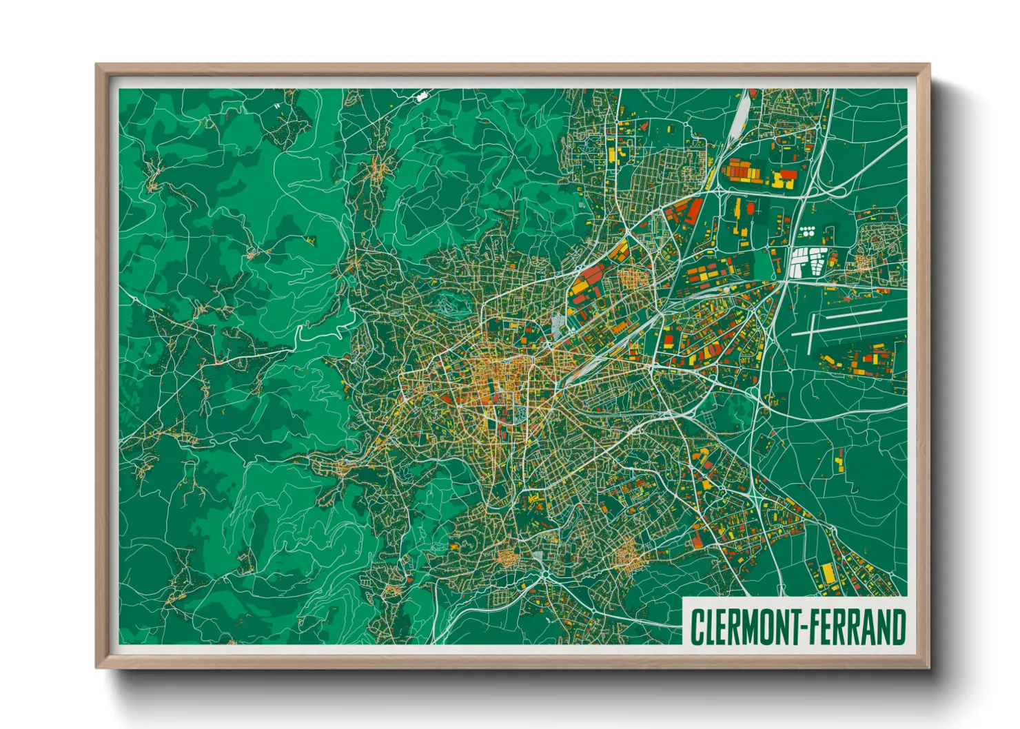 Une affiche de carte sur Clermont-Ferrand