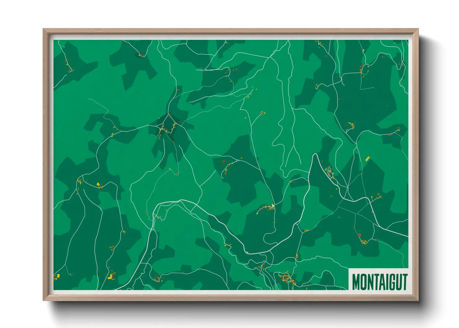 Une affiche de carte sur Montaigut