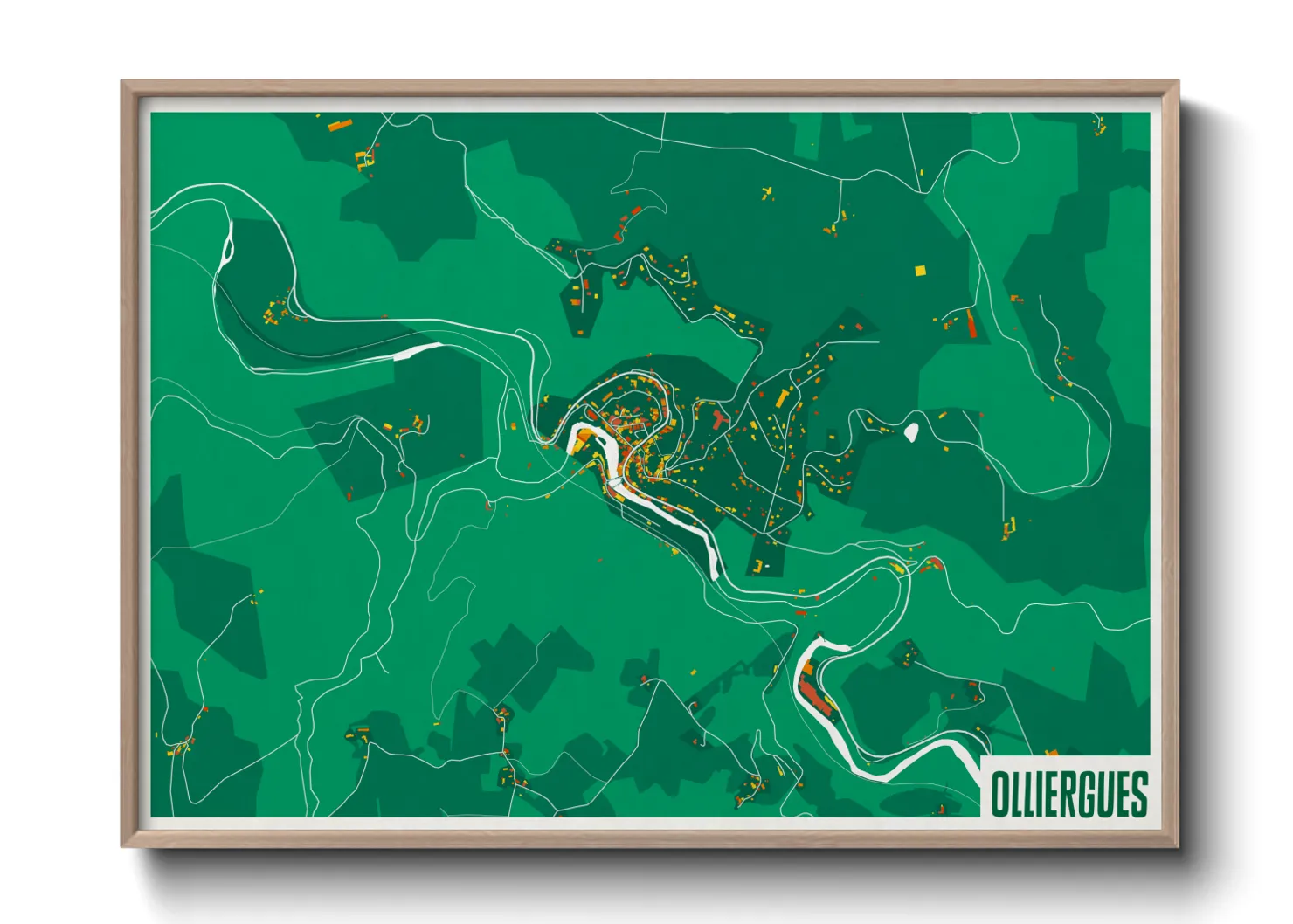 Une affiche de carte sur Olliergues