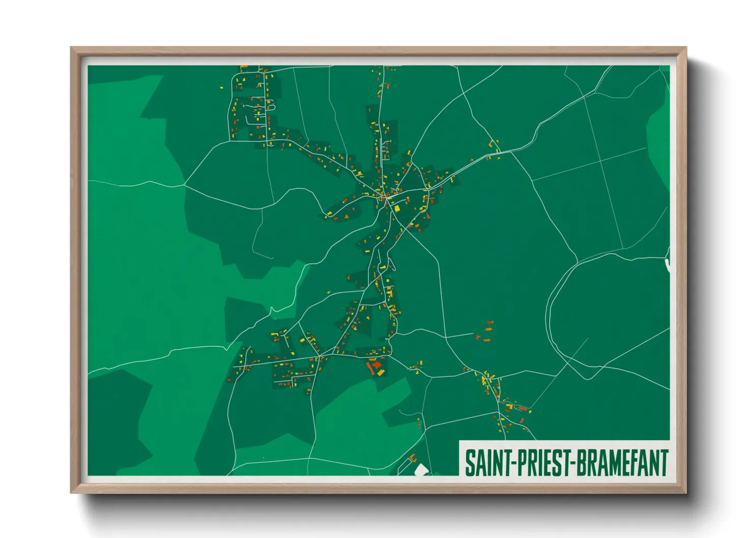 Une affiche de carte sur Saint-Priest-Bramefant