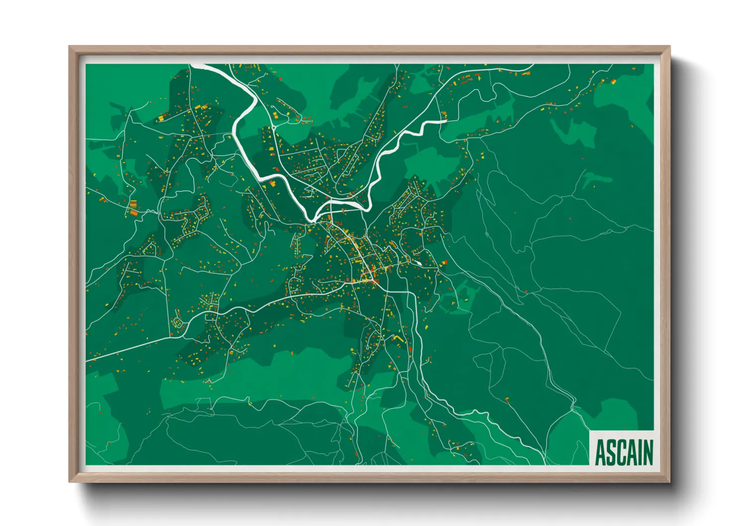 Une affiche de carte sur Ascain