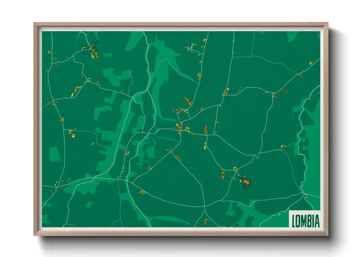 Une affiche de carte sur Lombia