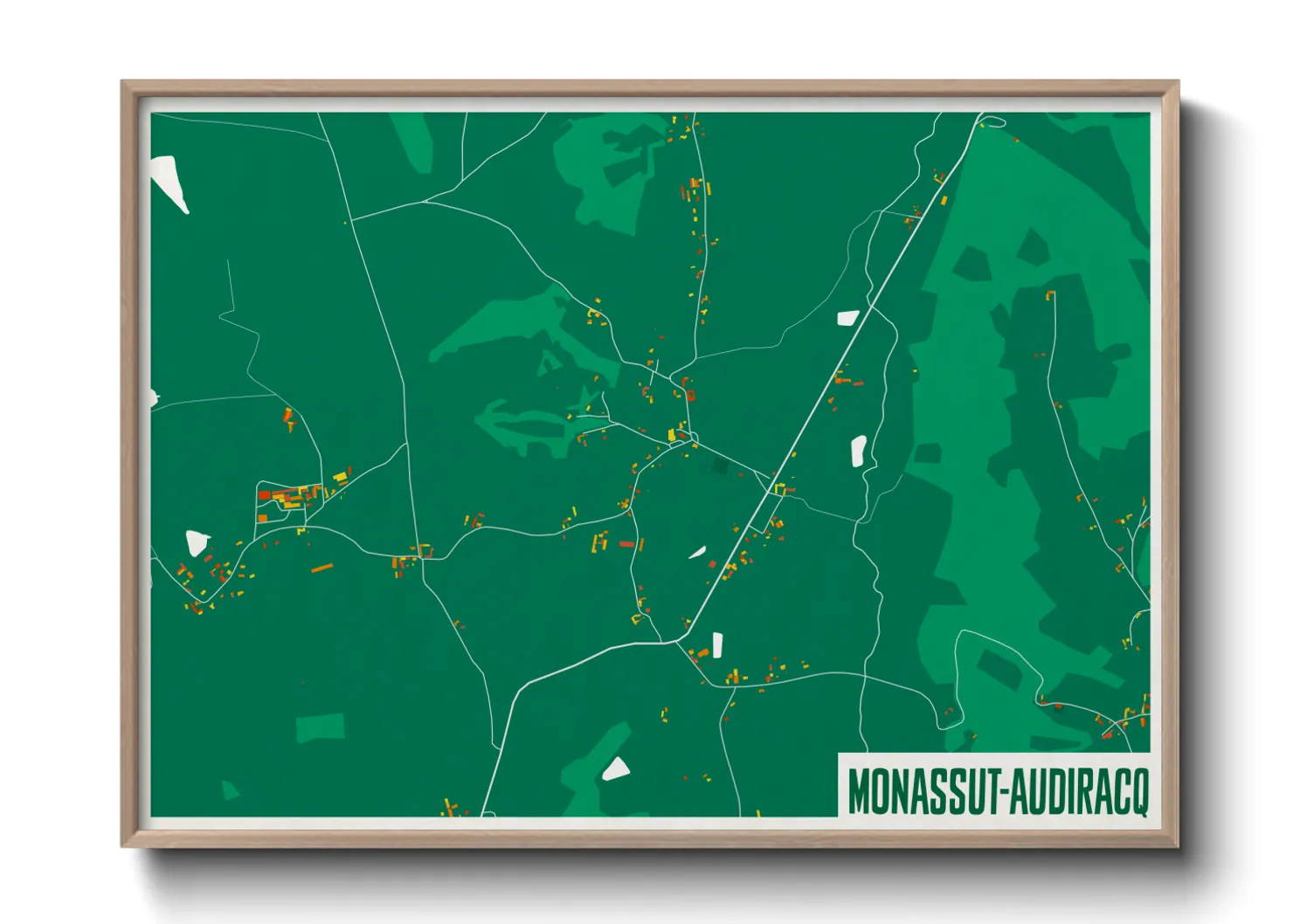 Une affiche de carte sur Monassut-Audiracq
