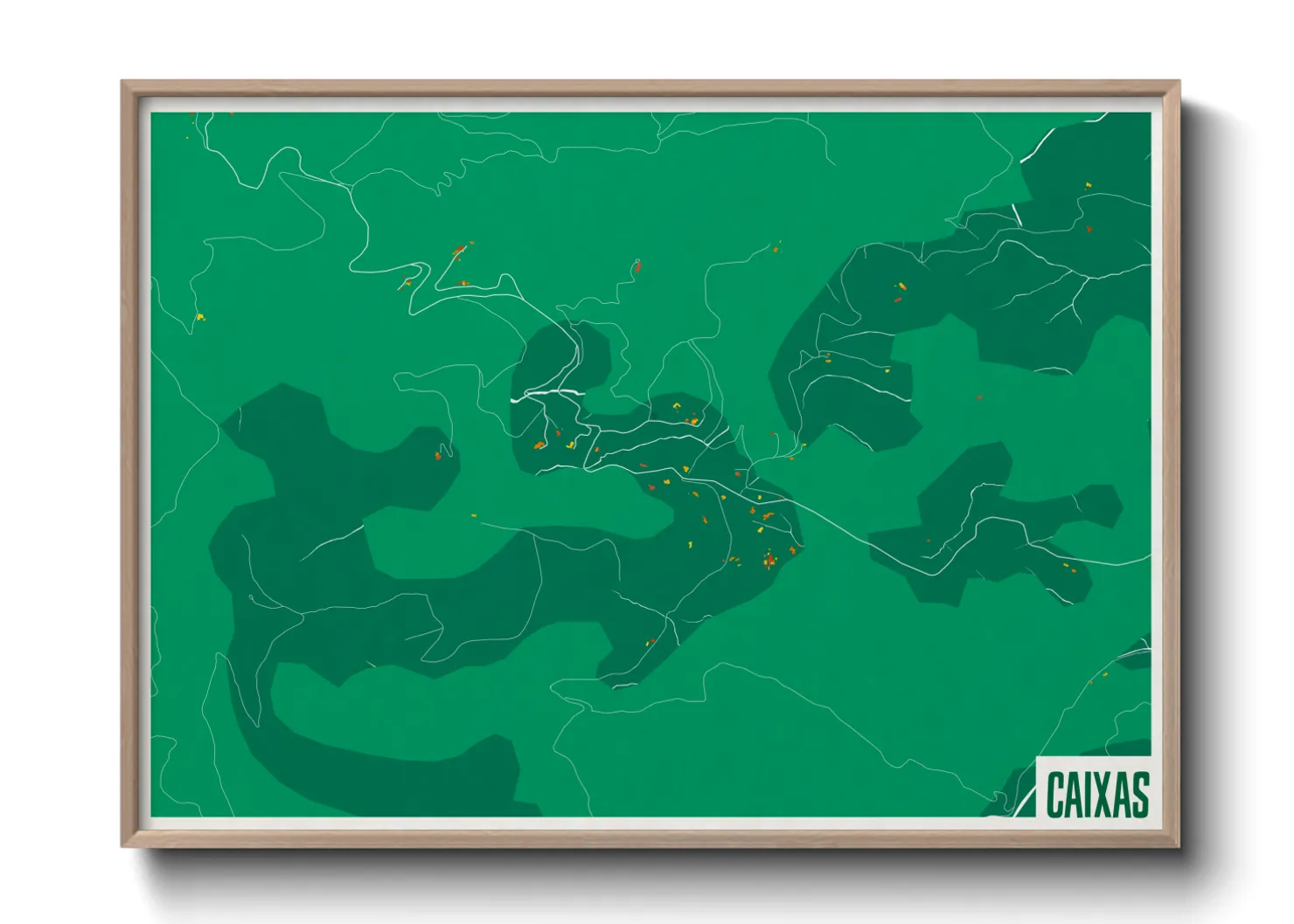 Une affiche de carte sur Caixas