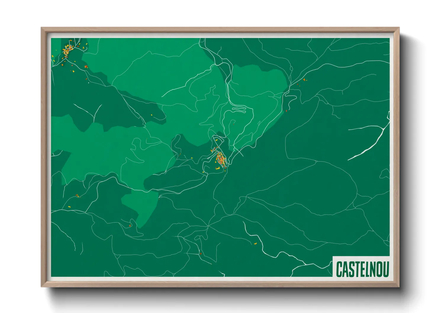 Une affiche de carte sur Castelnou
