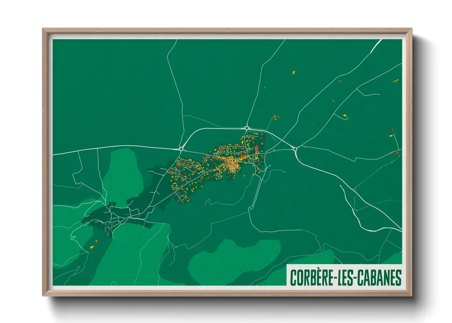 Une affiche de carte sur Corbère-les-Cabanes