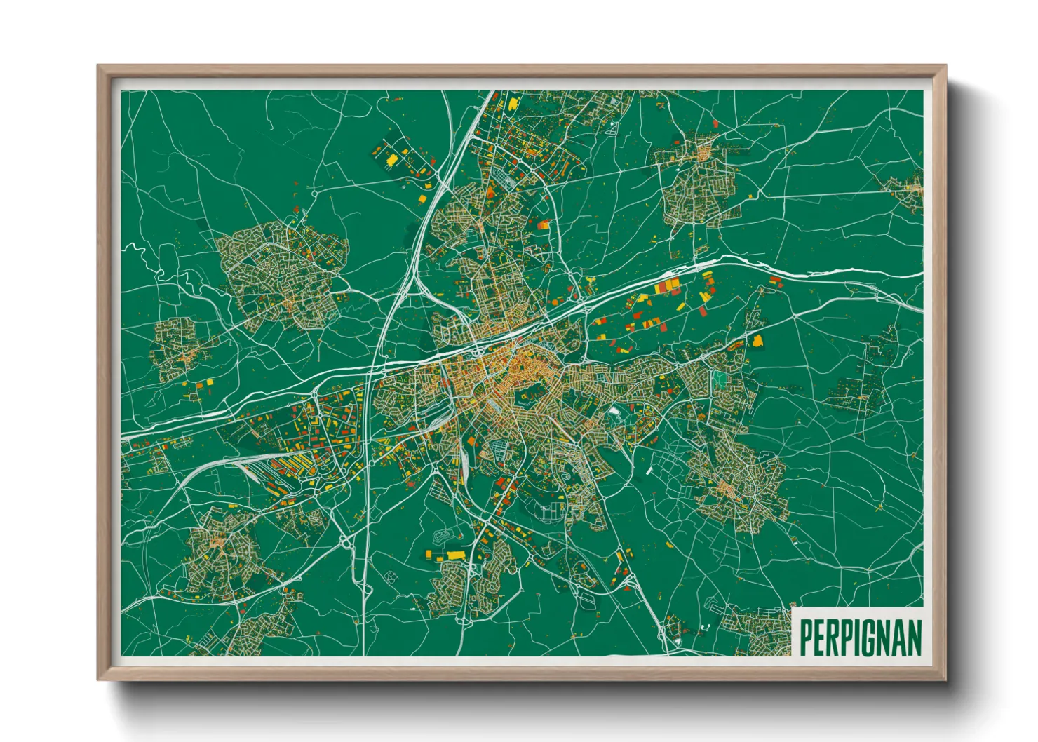 Une affiche de carte sur Perpignan