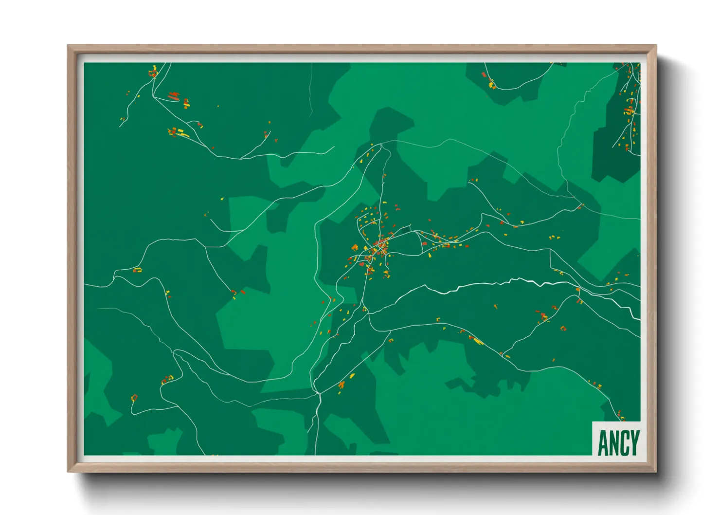 Une affiche de carte sur Ancy