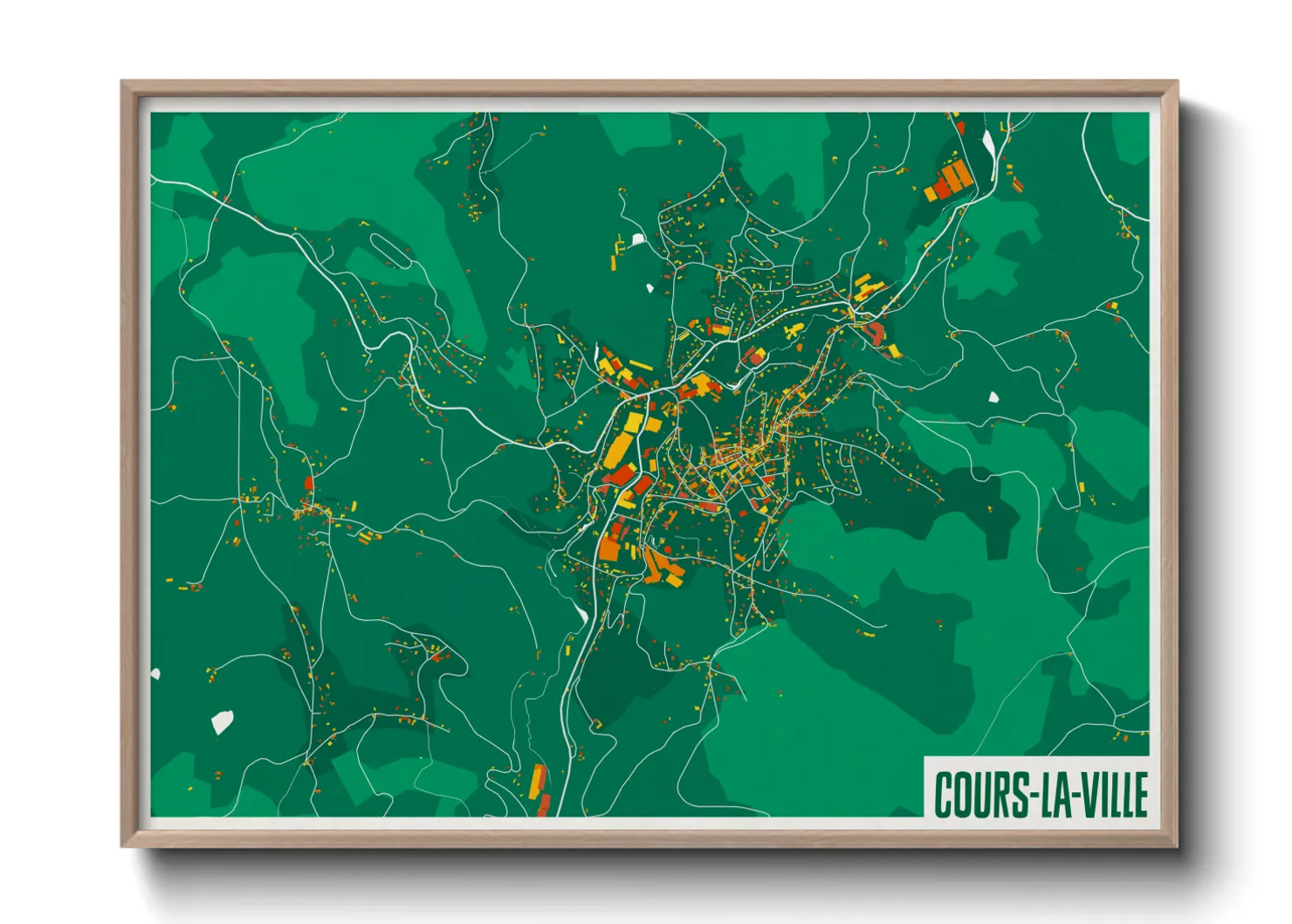 Une affiche de carte sur Cours-la-Ville