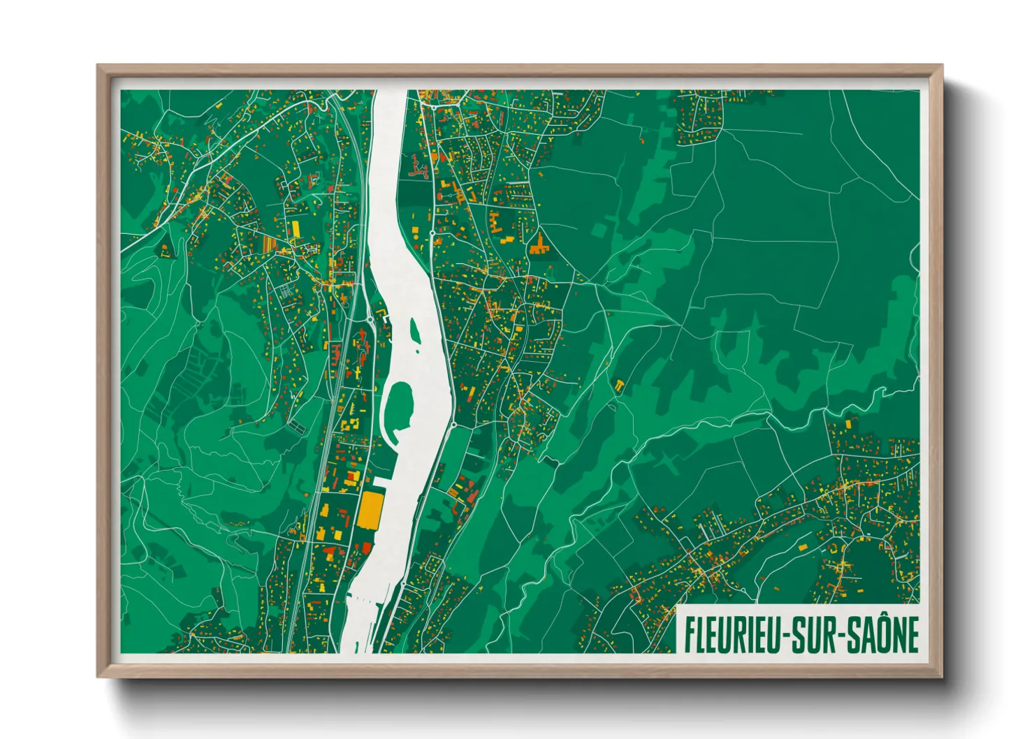 Une affiche de carte sur Fleurieu-sur-Saône