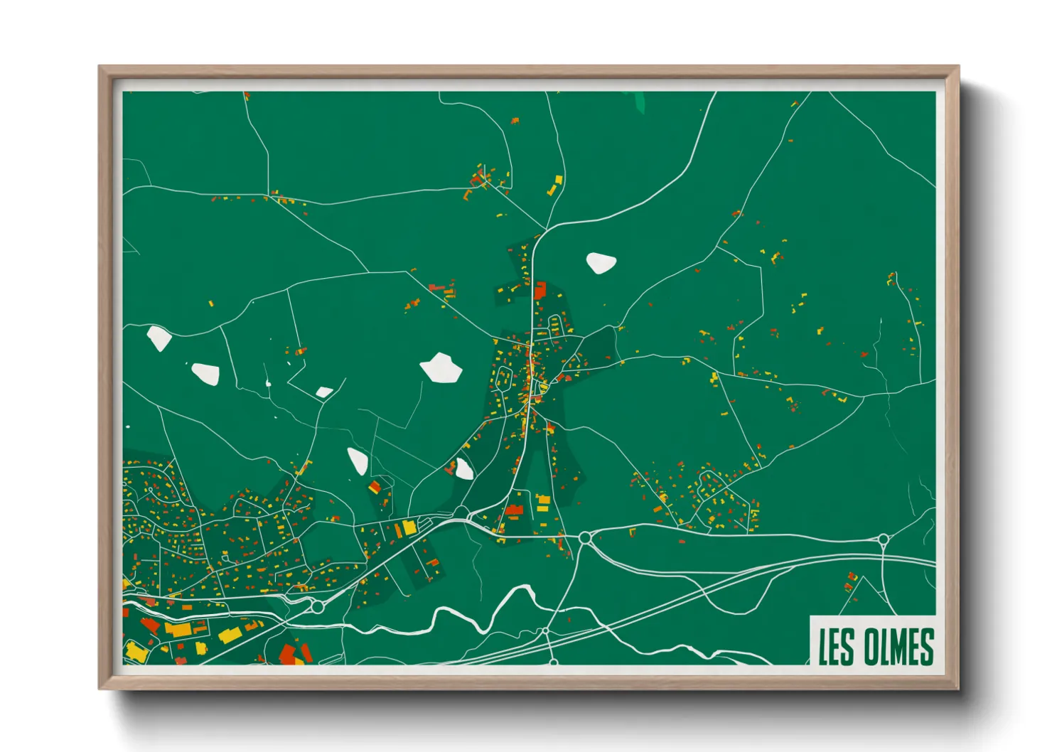 Une affiche de carte sur Les Olmes