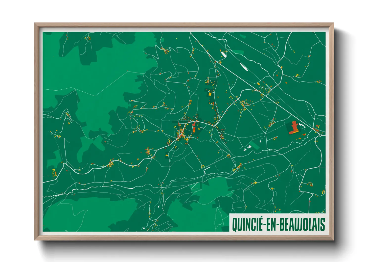 Une affiche de carte sur Quincié-en-Beaujolais