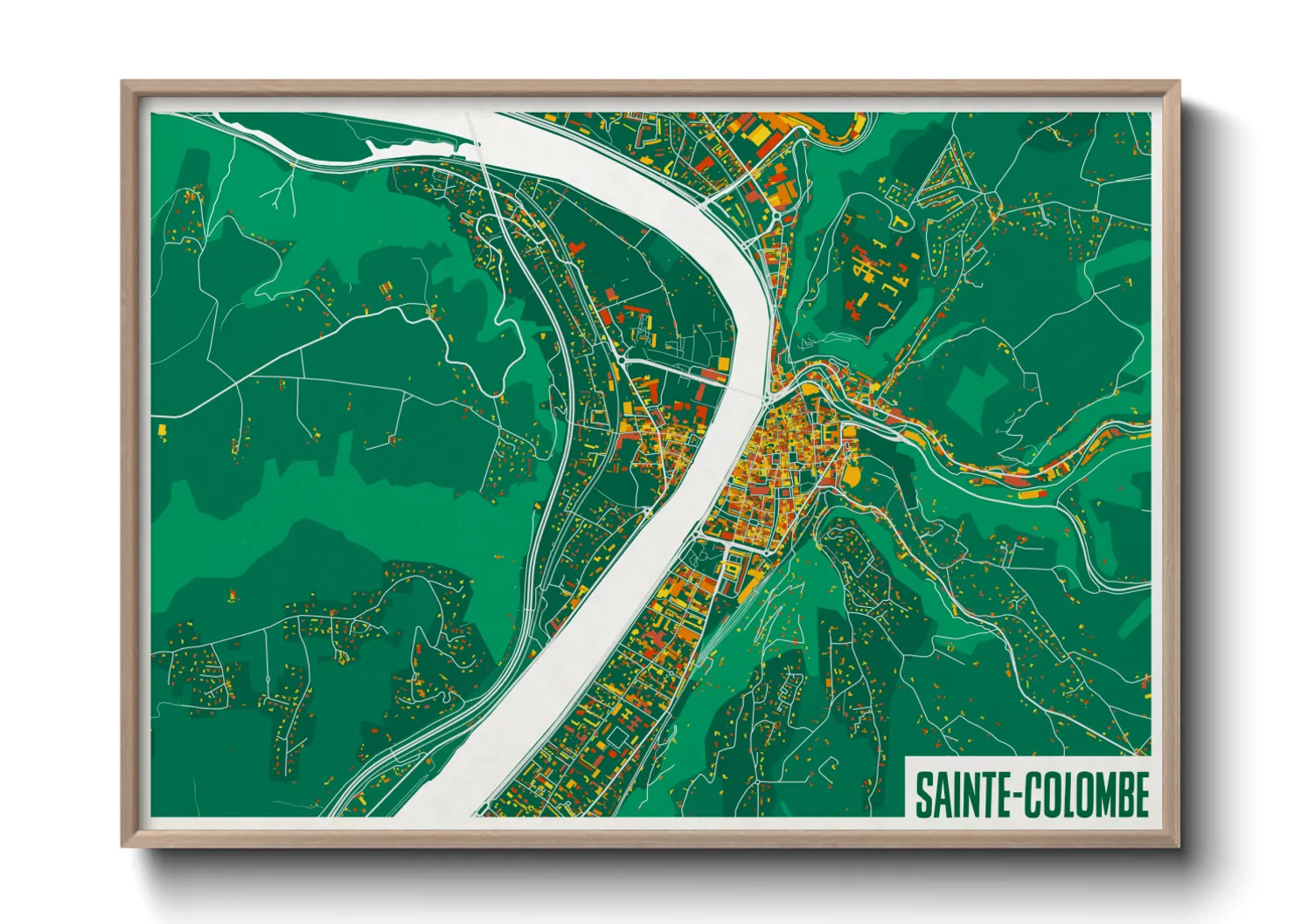 Une affiche de carte sur Sainte-Colombe