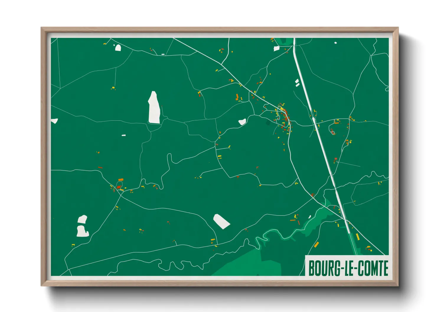 Une affiche de carte sur Bourg-le-Comte