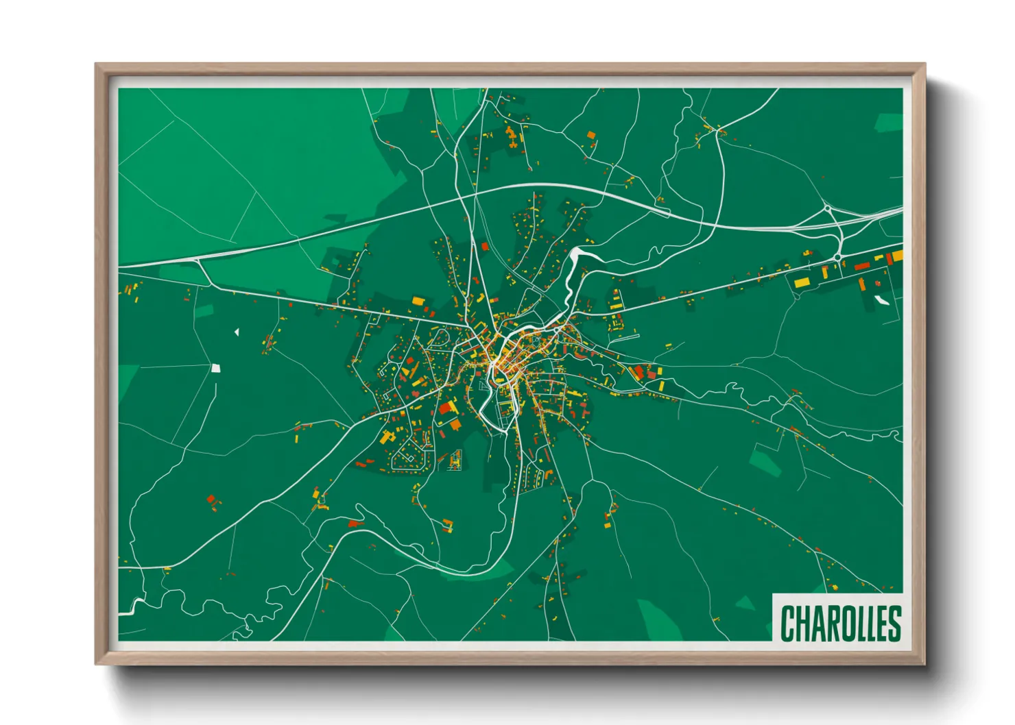 Une affiche de carte sur Charolles