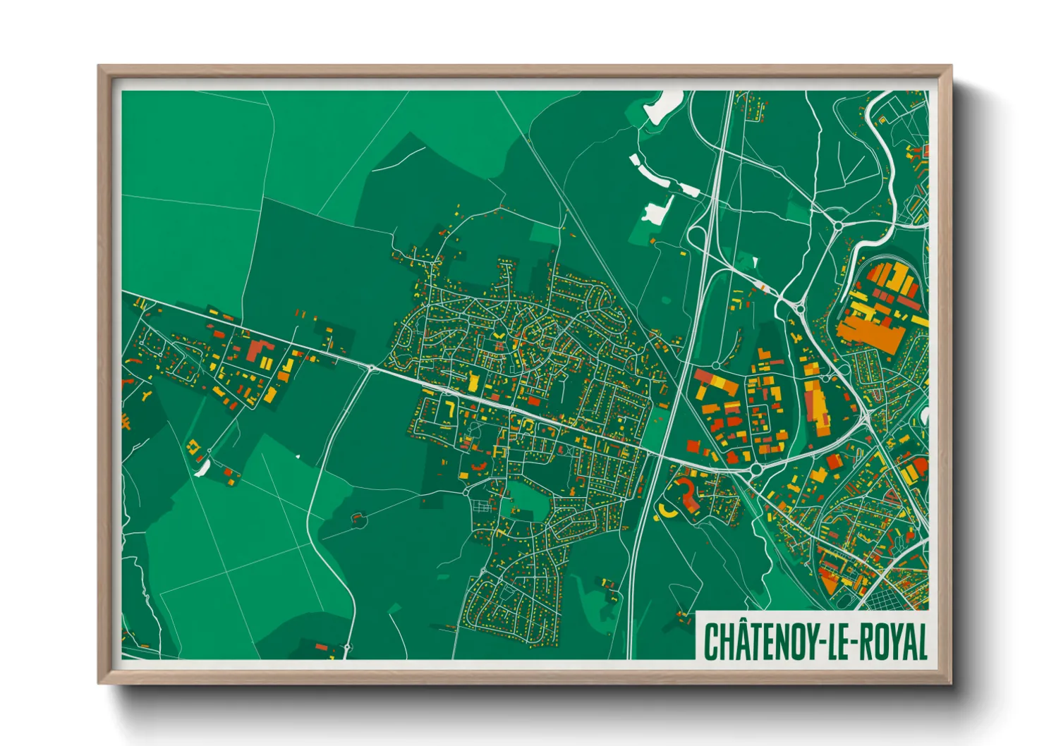 Une affiche de carte sur Châtenoy-le-Royal