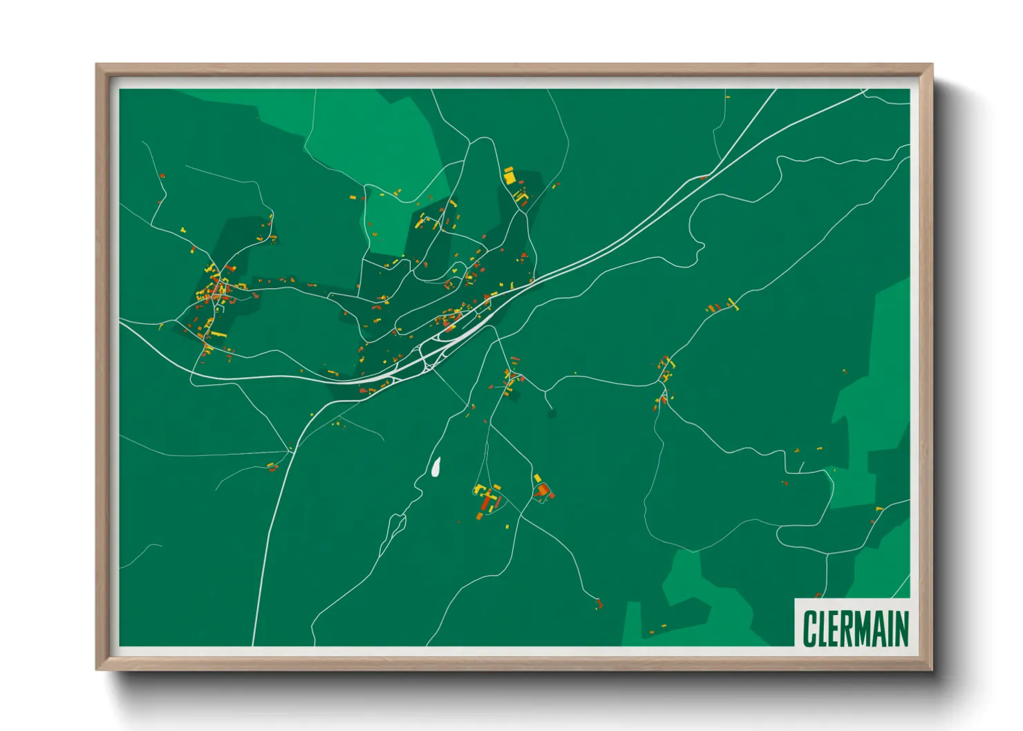 Une affiche de carte sur Clermain