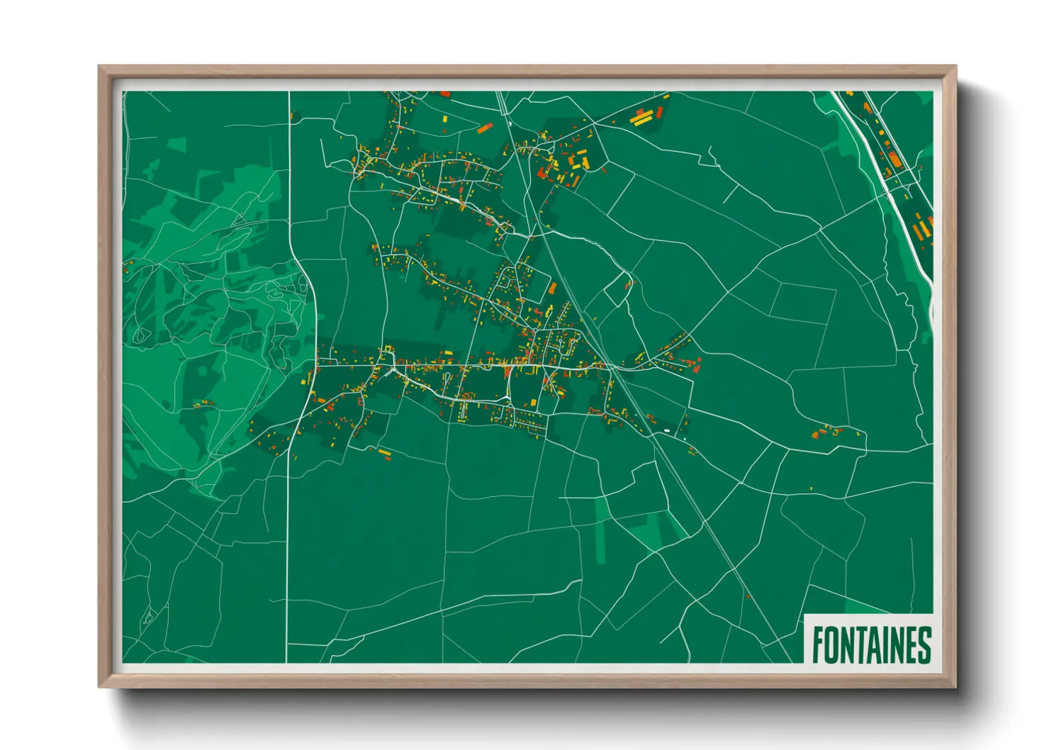 Une affiche de carte sur Fontaines