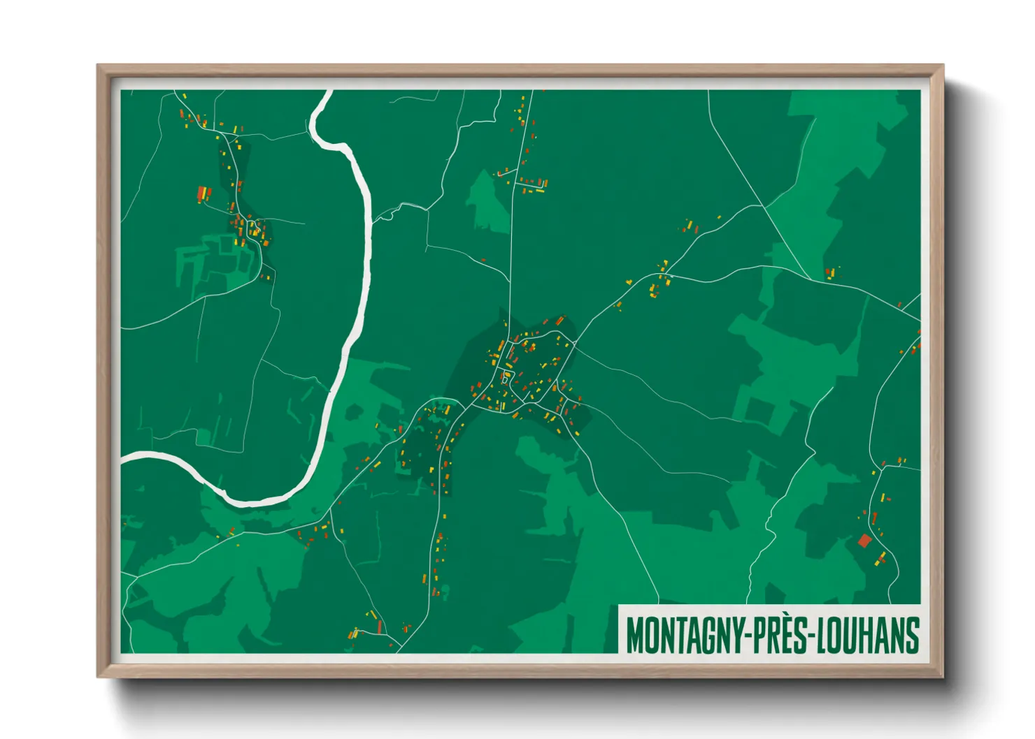 Une affiche de carte sur Montagny-près-Louhans