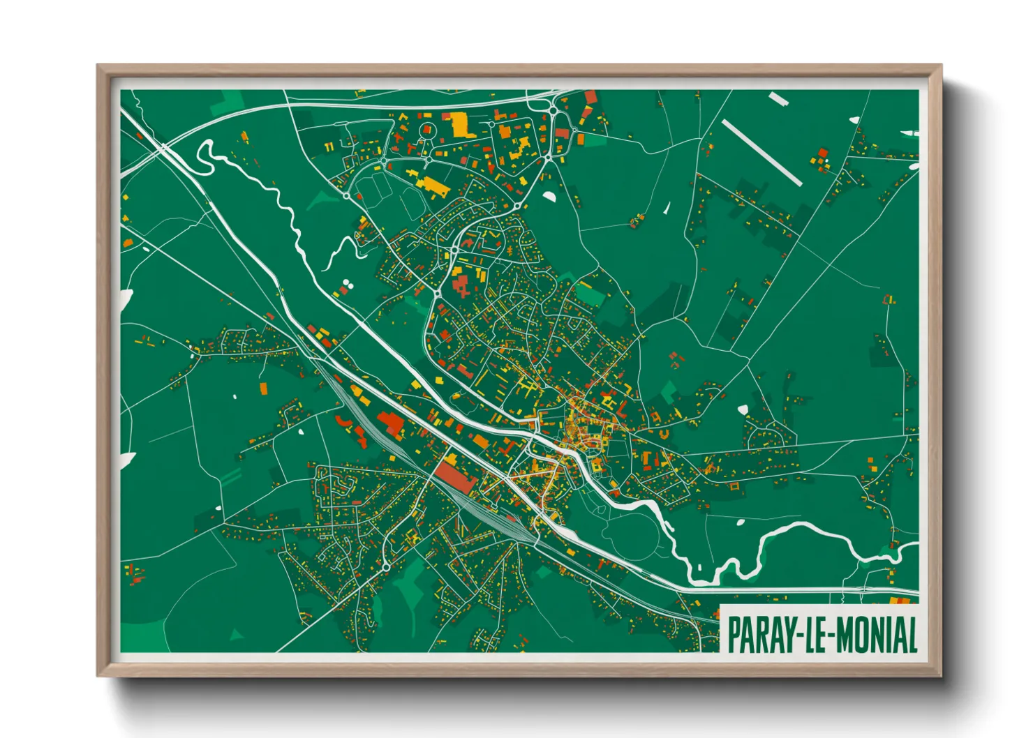 Une affiche de carte sur Paray-le-Monial