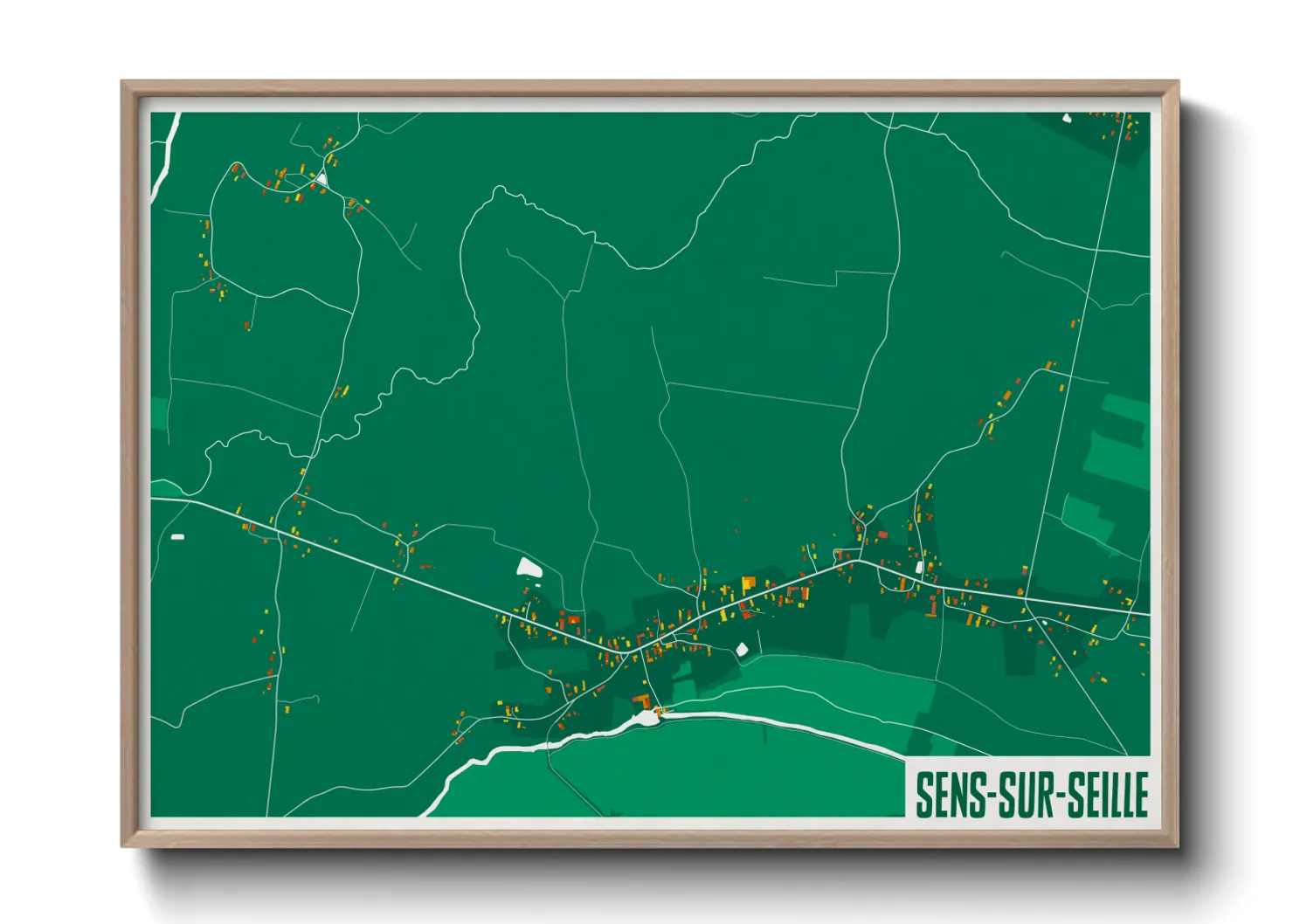 Une affiche de carte sur Sens-sur-Seille