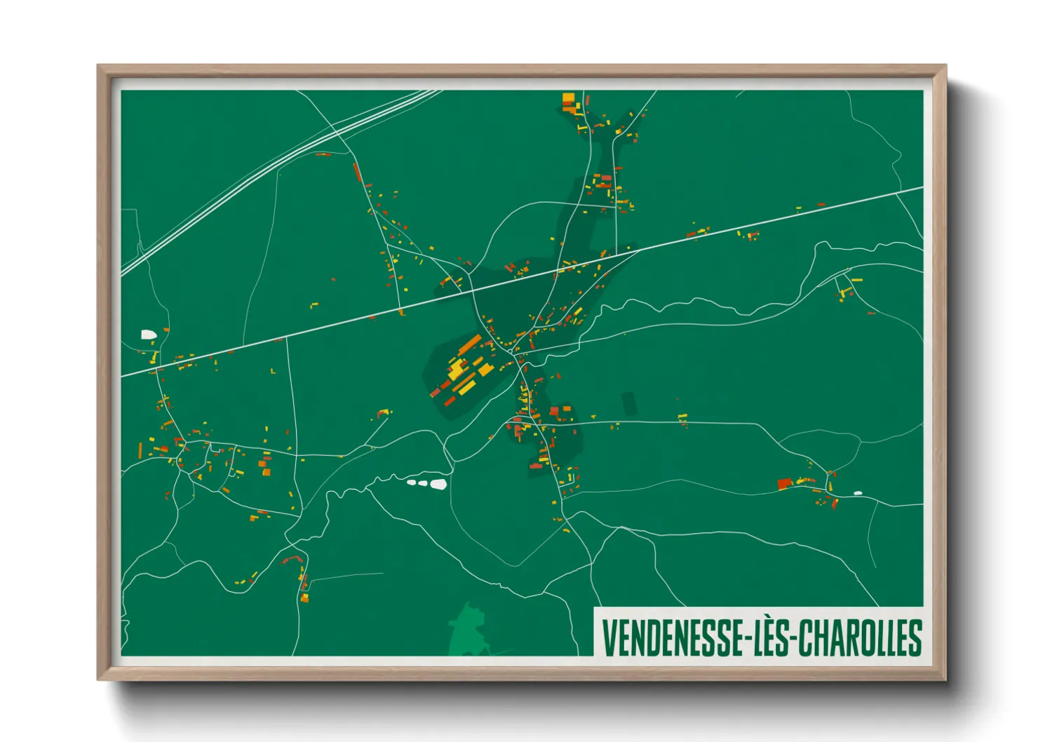 Une affiche de carte sur Vendenesse-lès-Charolles