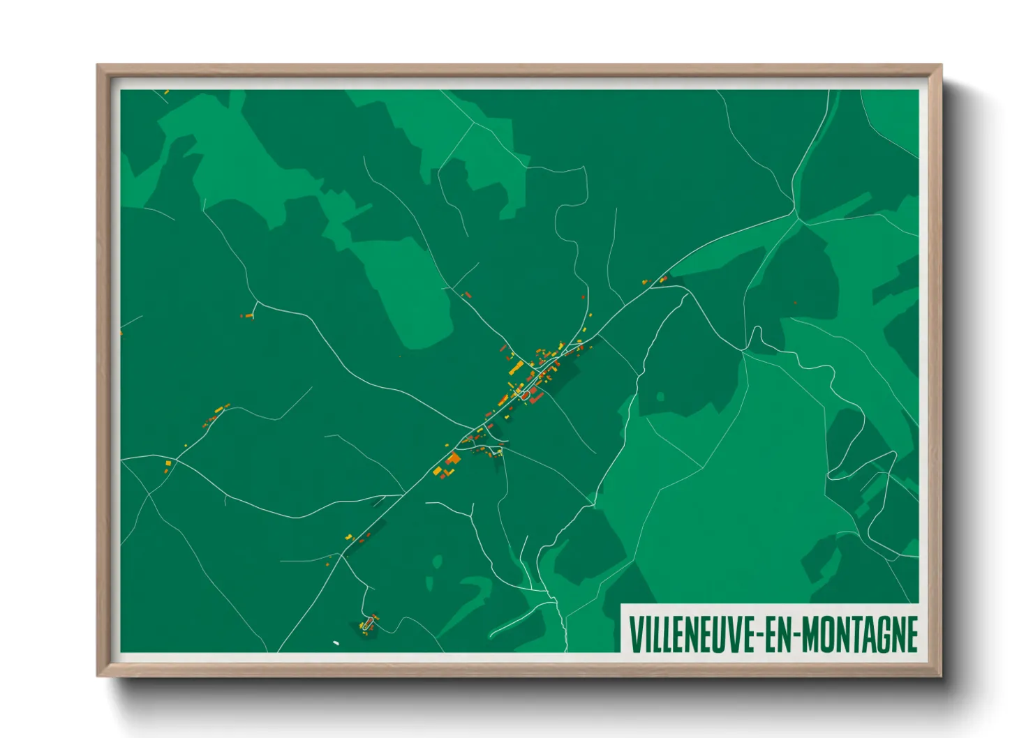 Une affiche de carte sur Villeneuve-en-Montagne