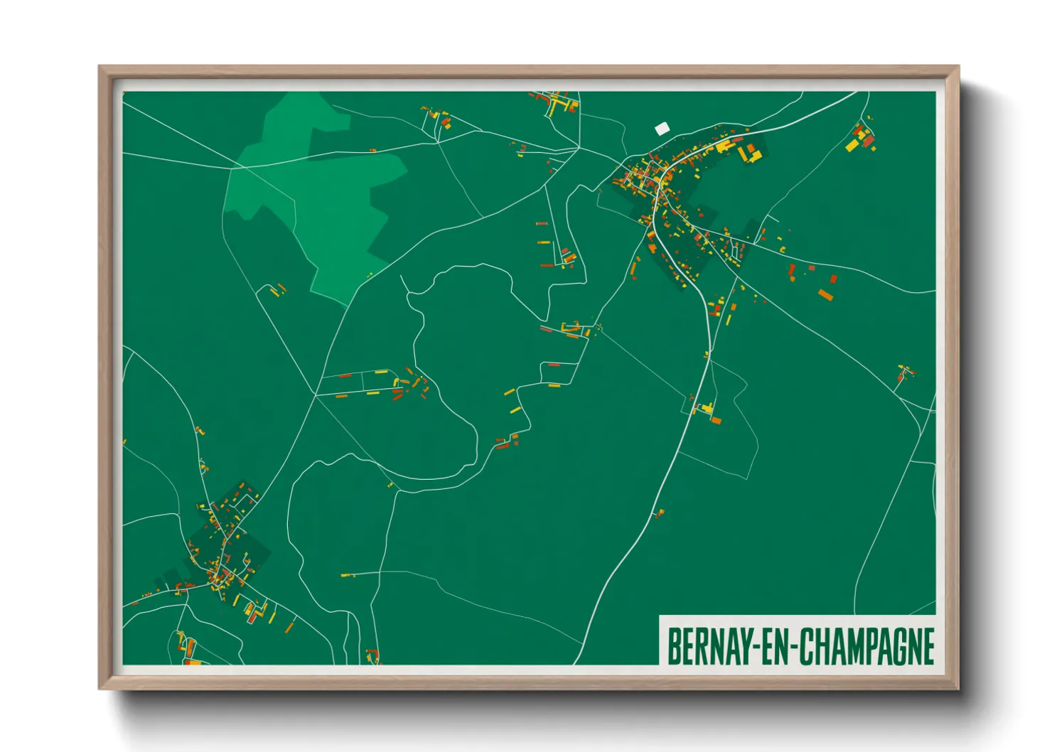 Une affiche de carte sur Bernay-en-Champagne