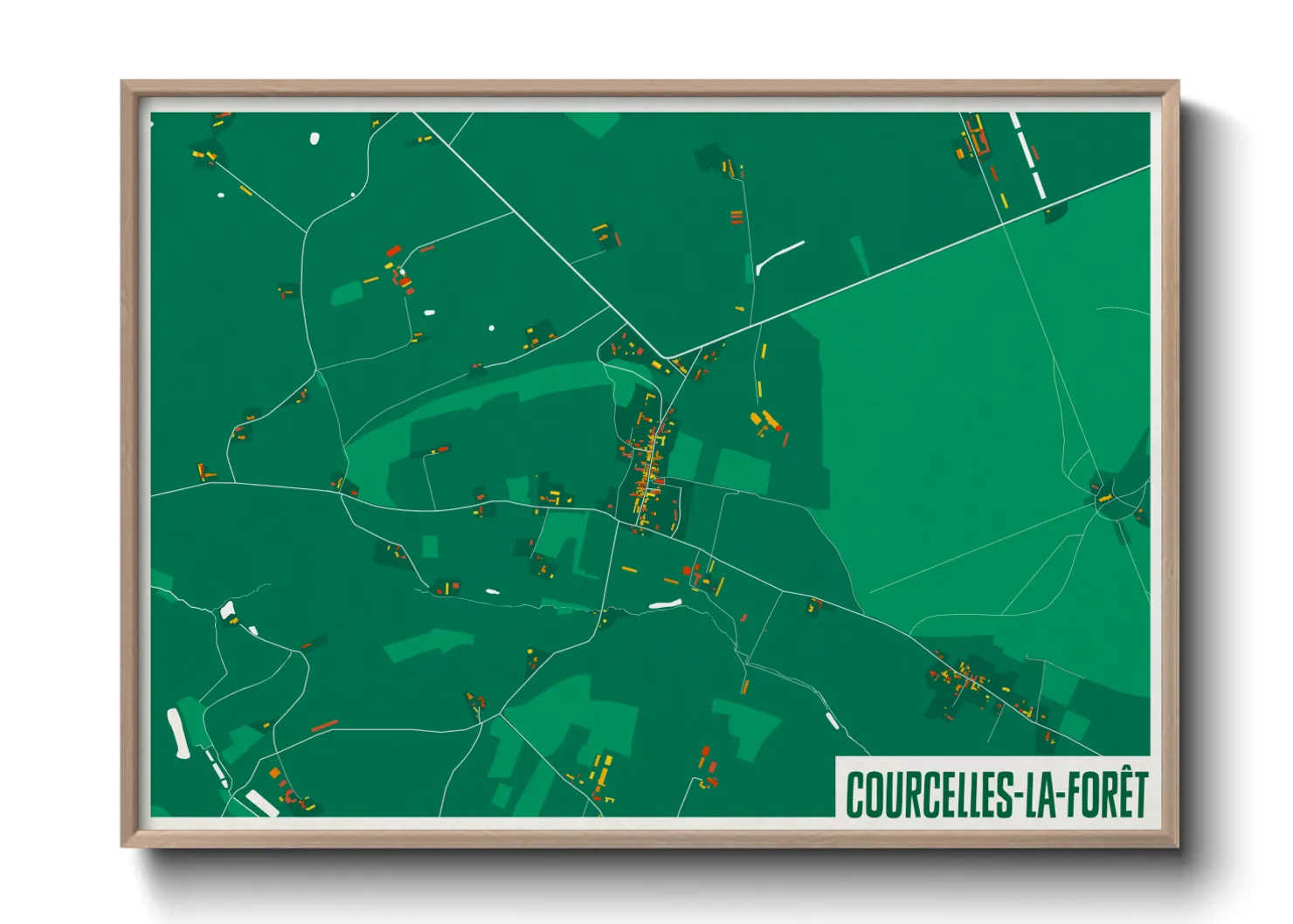 Une affiche de carte sur Courcelles-la-Forêt