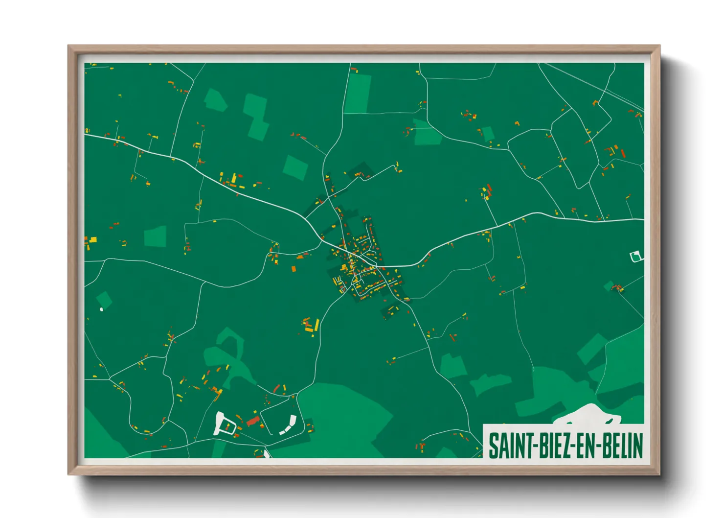 Une affiche de carte sur Saint-Biez-en-Belin