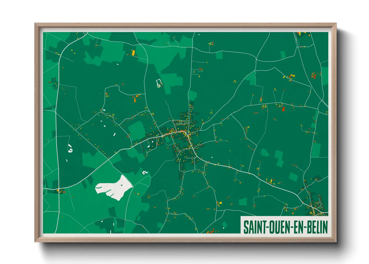 Une affiche de carte sur Saint-Ouen-en-Belin