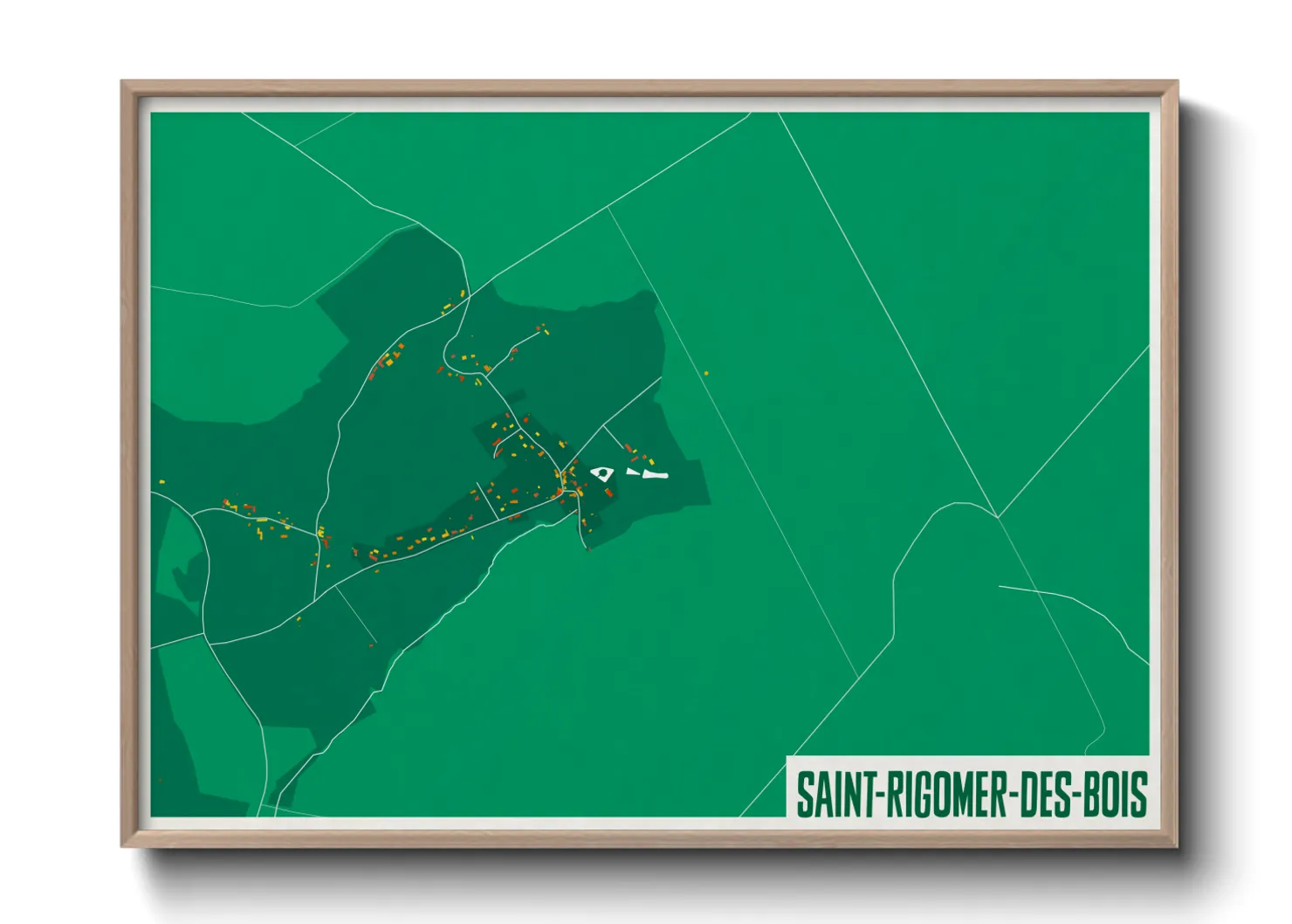 Une affiche de carte sur Saint-Rigomer-des-Bois