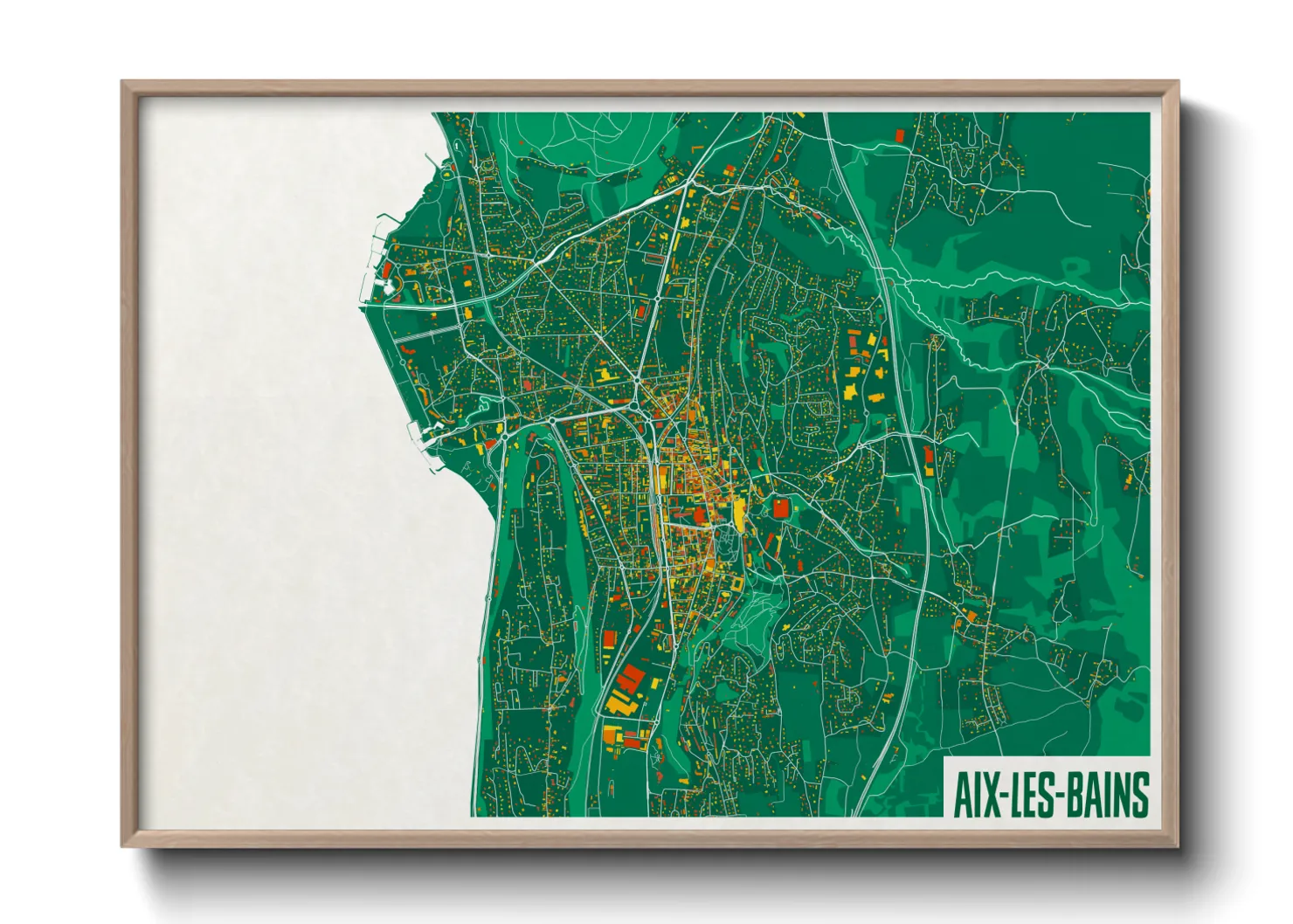 Une affiche de carte sur Aix-les-Bains