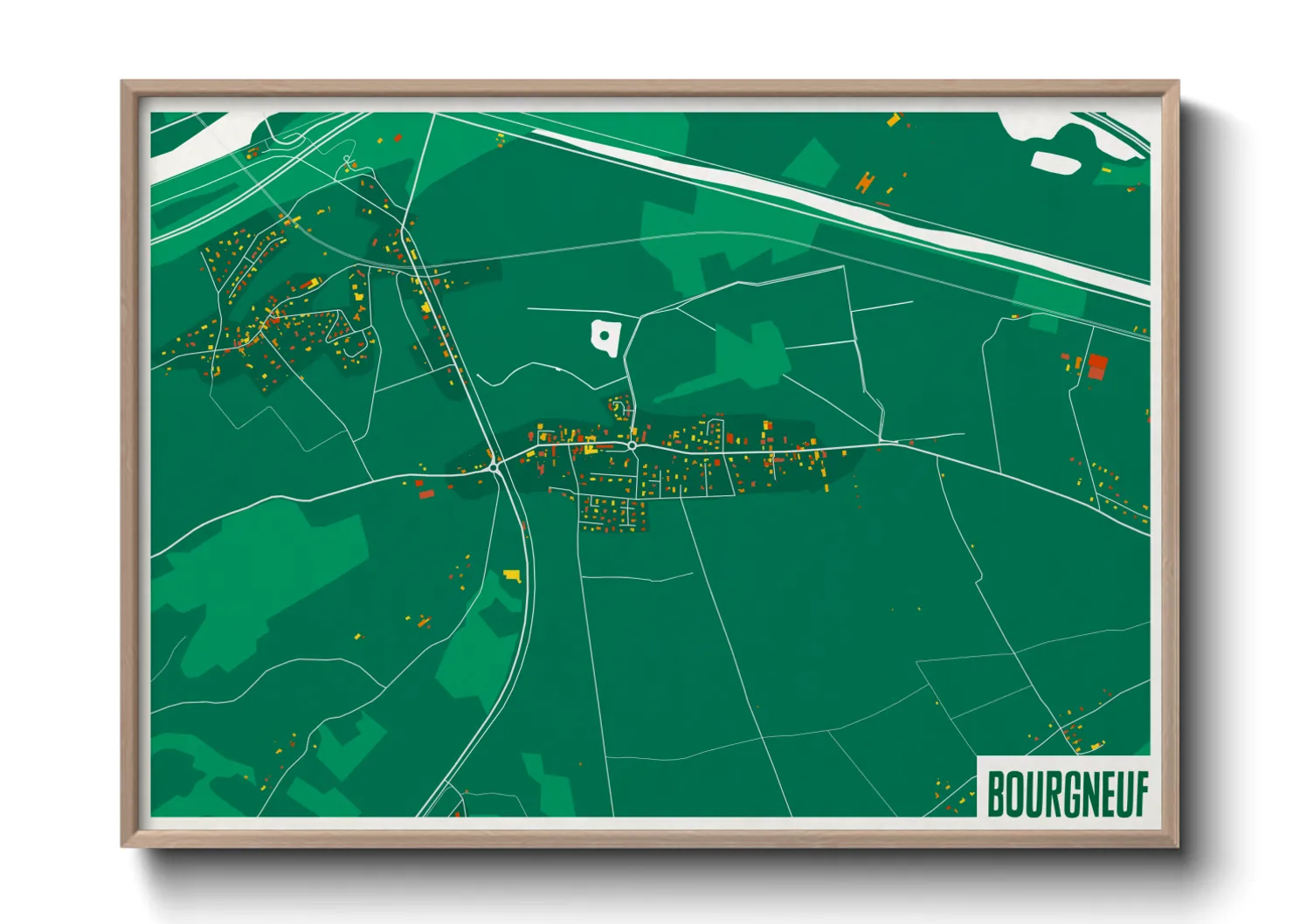 Une affiche de carte sur Bourgneuf