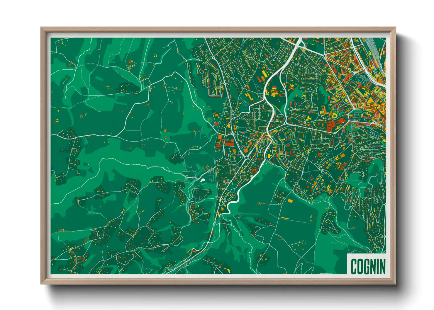 Une affiche de carte sur Cognin