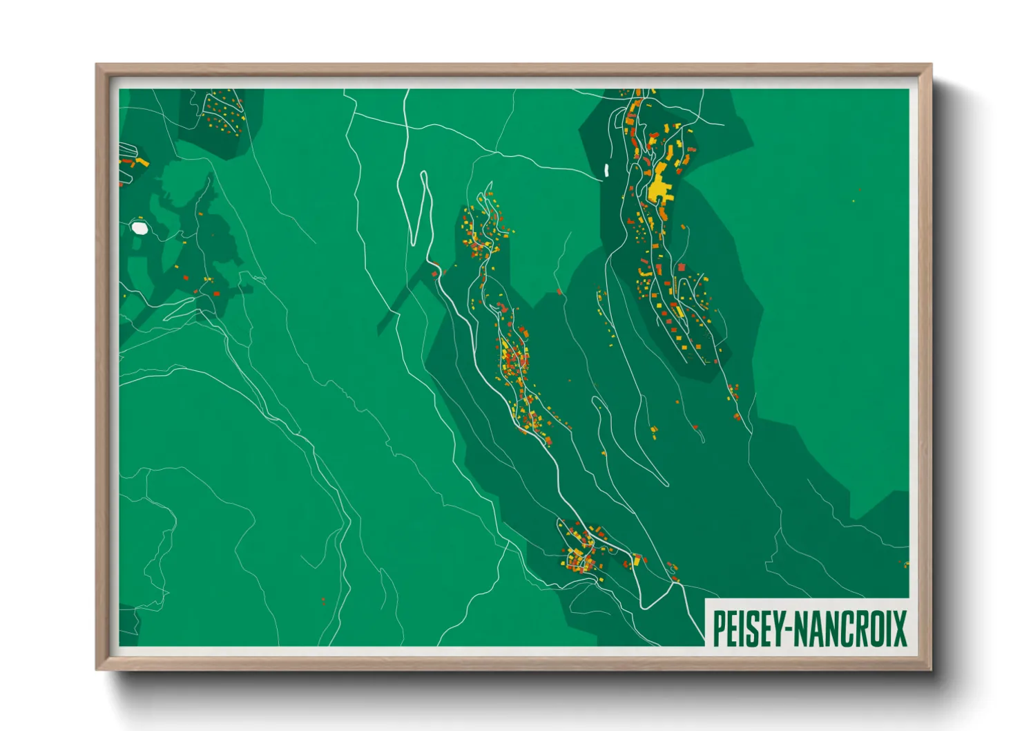 Une affiche de carte sur Peisey-Nancroix