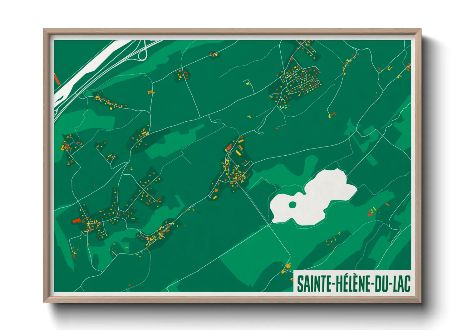 Une affiche de carte sur Sainte-Hélène-du-Lac