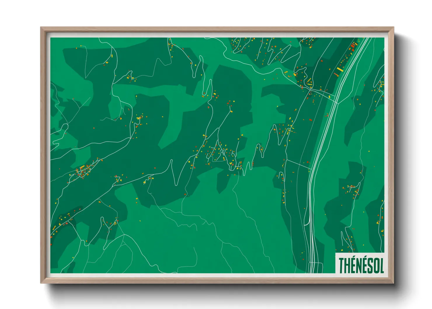 Une affiche de carte sur Thénésol