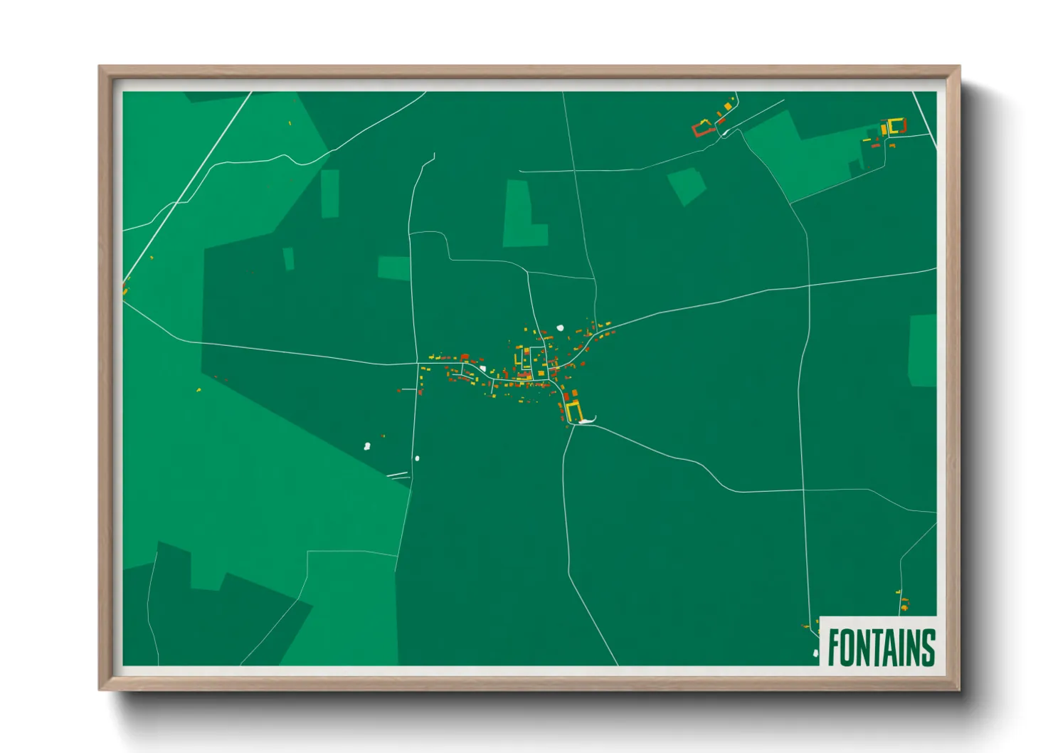 Une affiche de carte sur Fontains