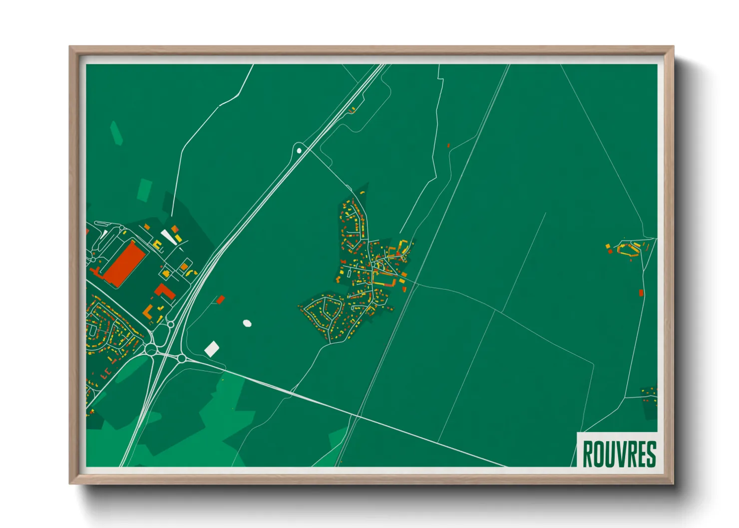 Une affiche de carte sur Rouvres