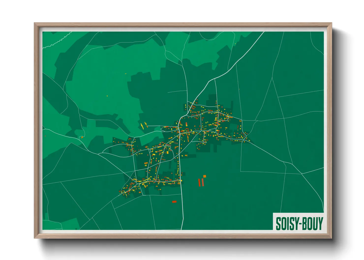Une affiche de carte sur Soisy-Bouy